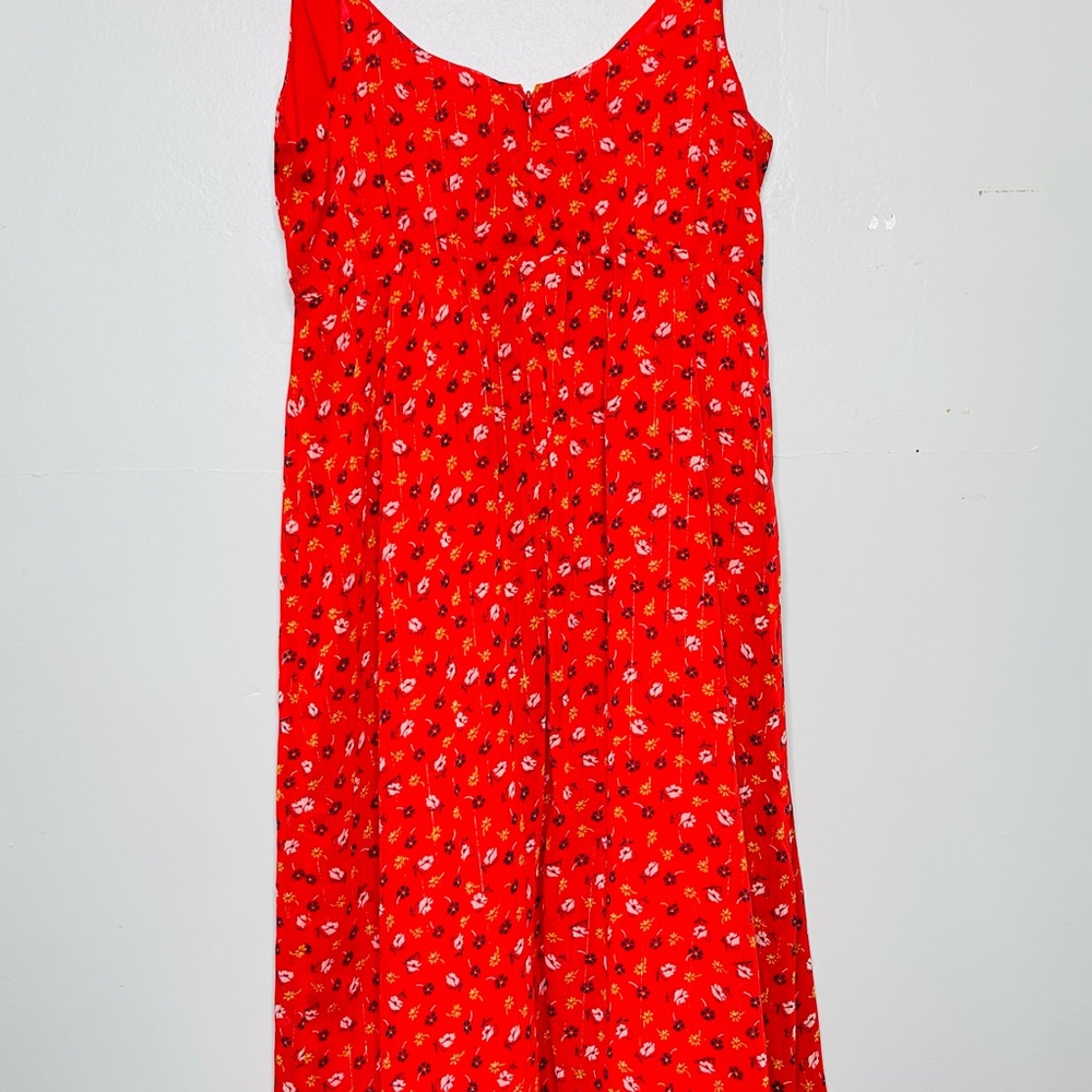 MADEWELL Ruffle-Strap Wrap Dress in Metallic-Striped Prairie Posies red - Picture 7 of 13